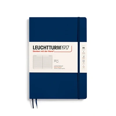 Image de LEUCHTTURM1917 349300 Carnet Composition (B5), couverture souple, 123 pages numérotées, ligné, bleu marine