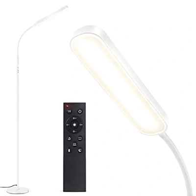 Image de OUTON Lampadaire sur Pied Salon, LED 15W/1500LM avec Télécommande et Contrôle Tactile,Minuterie 1 Heure,4 Températures de Couleur Dimmable Flexible à Col Cygne,Chambre,Bureau
