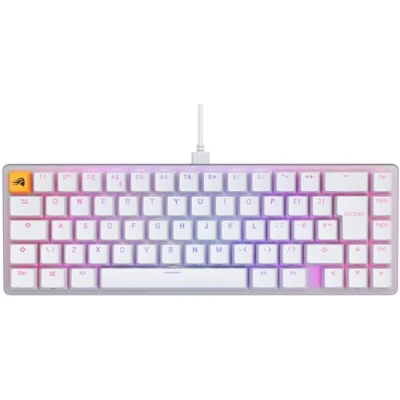 Image de Glorious Gaming GMMK 2 compact (65%) Clavier de jeu mécanique, TKL (65%), cadre aluminium, capuchons touches doubleshot, switches Fox, RGB, Disposition QWERTY anglais Blanc