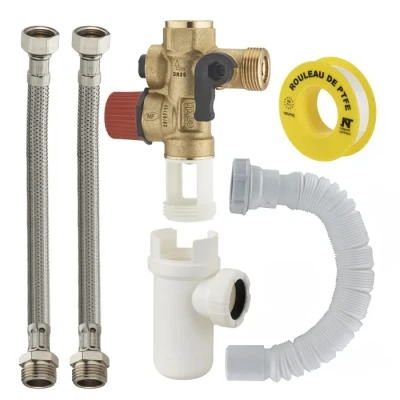 Image de Kit raccordement de chauffe eau groupe sécurité droit siège laiton NOYON &amp; THIEBAULT