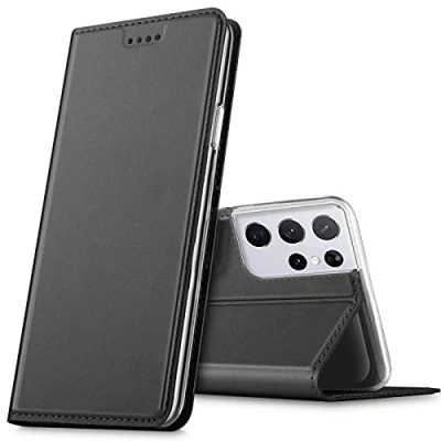Image de Verco Etui pour Samsung Galaxy S21 Ultra, Coque Pochette Portefeuille Housse Ultra 5G avec Magnétique Fonction Wallet Noir