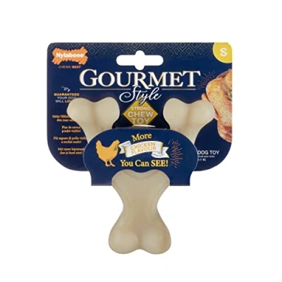 Image de Nylabone Force maximale, Robuste, extrême, Gourmet, Jouet à mâcher pour Chiens, avec goût de Poulet supplémentaire dans l&#039;os Entier, Petit, Chiens 0 11kg
