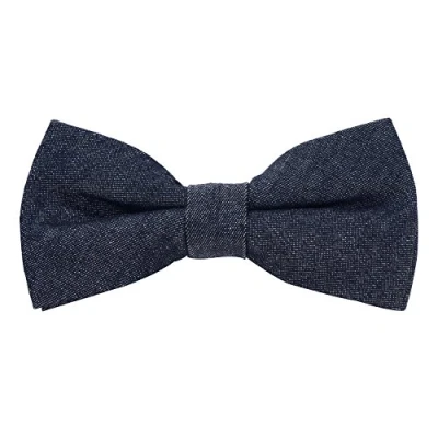 Image de DonDon Noeud papillon dans le design des jeans en coton pour homme 12 x 6 cm avec crochet déjà lié et réglable bleu foncé