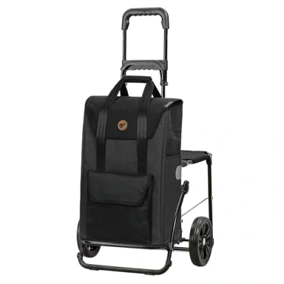 Image de Andersen Chariot de courses Senta 2.0 Noir 49 l Élégant Imperméable Pliable Avec siège Multifonction, 198 028 82