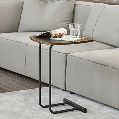 Image de [en.casa] Table d&#039;Appoint pour Salon Bout de Canapé Design Capacité Charge 15 kg Métal MDF 55 x 40 cm Effet Bois Foncé Noir