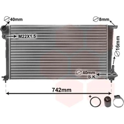 Image de VAN WEZEL 09002159 Radiateur du moteur Aluminium 670 377 23 *** IR PLUS avec accessoires Raccord inséré ailettes jointes mécaniquement