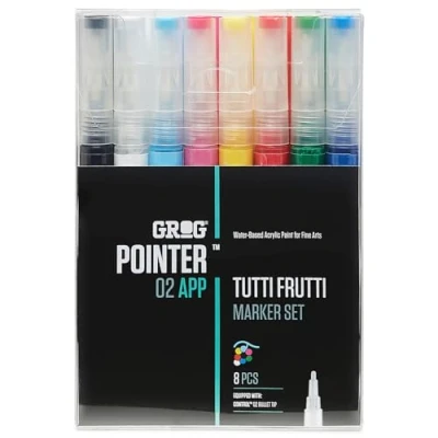 Image de Grog Pointer 02 APP Tutti Frutti Marker Set, Pointe Ronde 2 mm, Lot de 8 pièces
