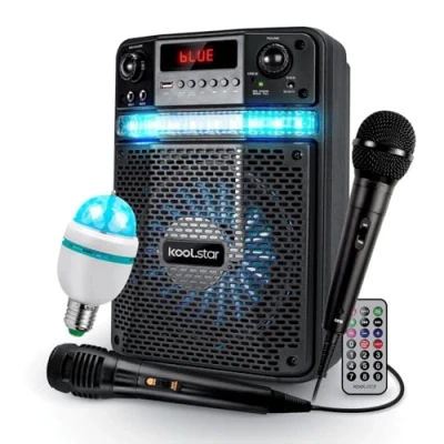 Image de KoolStar Bafle Karaoké Enfant LED ADO Party 400W Batterie 2 MICROS + Application Smartphone USB/Bluetooth