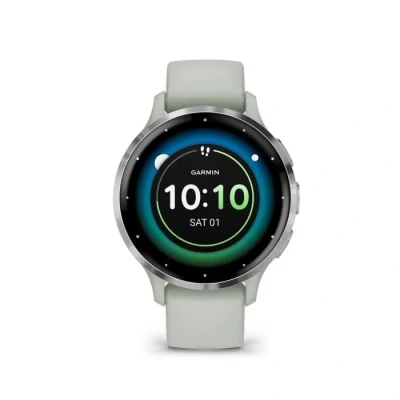 Image de Garmin Venu 3S Montre connectée GPS Sport et santé Silver avec Bracelet Vert Sauge
