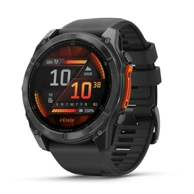 Image de Garmin fēnix® 8 Montre GPS Multisports AMOLED Gray avec Bracelet en Silicone Noir 51 mm
