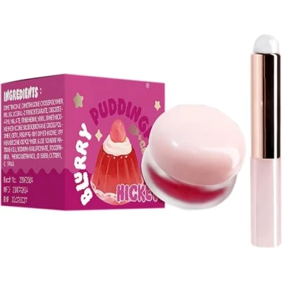 Image de Lip Pudding Pot, &amp; Cheek Blurry Pot with Silicone Brush, Blurring Makeup Blush, Buildable, Lightweight, Multi Use, Soft, Matte, Velvety Finish (06#Hickey, .)