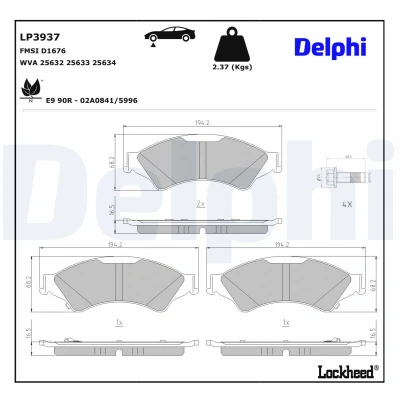 Image de DELPHI LP3937 Jeu de plaquettes frein avec indicateur d&#039;usure