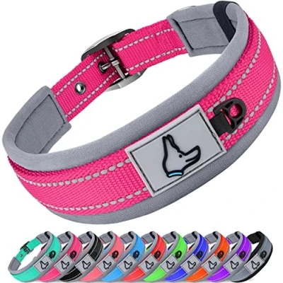 Image de Joytale Collier Chien, Réglable Grands pour Chien Rembourré, Bandes Réfléchissant, Rose Vif, L