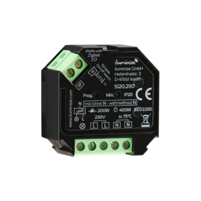 Image de Mini actionneur pour interrupteur / va et vient, 230 V, coupure de phase, compatible Zigbee (actionneur variateur)