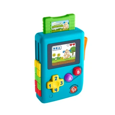 Image de Fisher Price Jouet éducatif Ma Première Console de Jeu Rires et Éveil avec Musique lumières pour Nouveau nés bébés à partir 6 Mois, Version française, HXB59