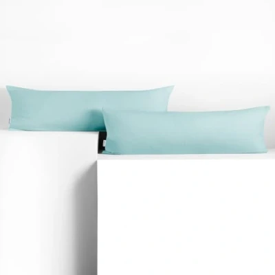 Image de DecoKing 2 taies d&#039;oreiller 20 x 120 cm Jersey Coton Fermeture éclair Bleu Clair Ambre