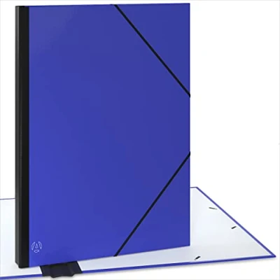 Image de ACROPAQ Carton à dessin A2 52 x 72 cm, XXL Grand, Avec fermeture élastique, Dos extensible pour plus d&#039;espace Bleu