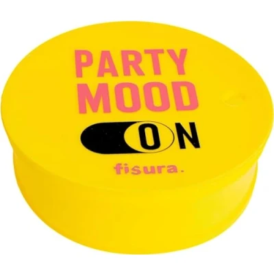 Image de Fisura Lot de 3 capote verre anti drogue &quot;Party Mood On&quot;. Protège boisson ant débordement jaune original. Capuchon réutilisable. Protection gobelet en silicone. pièces.