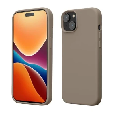 Image de kwmobile Coque pour iPhone 15 Housse de téléphone Fine en Silicone avec Surface Douce et Anti Choc Taupe