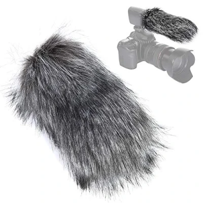 Image de Cache Vent pour Microphone Pare en Fourrure, Anti Bruit Fourrure extérieure caméra, MIC 121, TAKSTAR SGC 598, NW NA Q7, Micro vidéo Rode VMGO GO, VideoMic Pro(L)