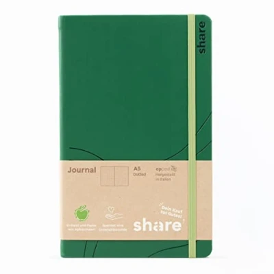 Image de share Journal A5 quadrillé Carnet de notes donne une leçon à un écolier surcyclé en peau pomme Vert