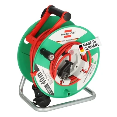 Image de Brennenstuhl 1188470 Kabeltrommel 40.00m Rot Schutzkontakt Stecker Enrouleur de cable ip44 40m at n05v3v3 f 3g1,5, Noir, Vert, Rouge, Blanc, 38+2m