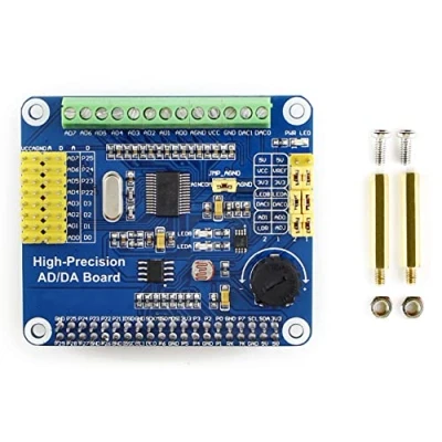 Image de Waveshare AD/DA Expansion Sheild Board for Adding High Precision Functions to Raspberry Pi Onboard ADS1256 DAC8552 Sensor Interface