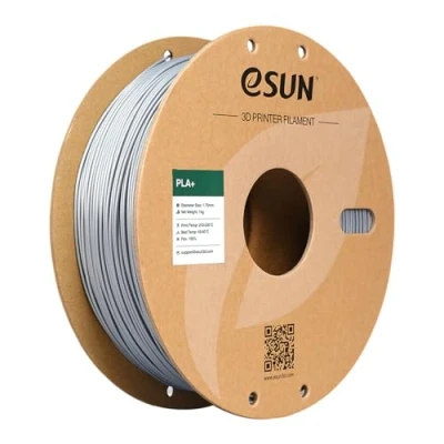 Image de eSUN PLA+ Filament 1.75mm, Renforcé Ténacité Imprimante 3D PLA Plus, Précision Dimensionnelle +/ 0.03mm, 1KG Bobine (2.2 LBS) d&#039;impression pour 3D, Argent