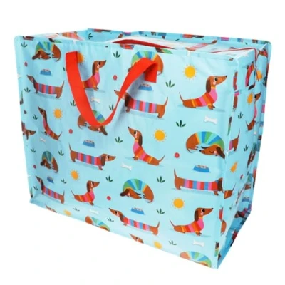 Image de Sac géant XXL de rangement avec fermeture éclair Motif teckel Bleu Taille Environ 58 x 28 48 cm