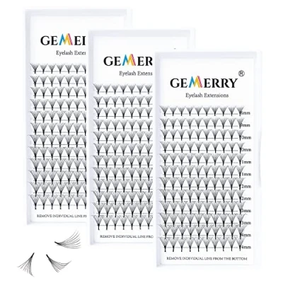 Image de 8D Cils Prefait Premade Fans Volume Russe Extension Bouquet Soie 0.07 C curl 8 14mm mix 3pcs/Pack Lash Extensions de GEMERRY (8D x3)
