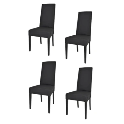 Image de Tommychairs Set 4 chaises Chiara pour Cuisine, Bar et Salle à Manger, Robuste Structure en Bois de hêtre peindré Noir, Assise Dossier rembourrés revêtus Tissue Couleur Noir