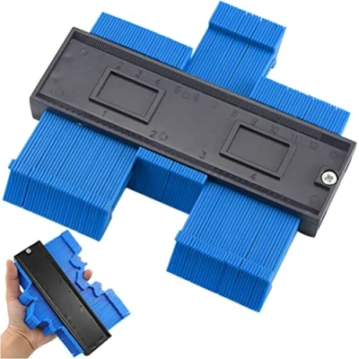 Image de Retoo Jauge de Contour Copieur Contour, Duplicateur Profil, Duplication Règle, Verrouillable, pour Bricolage, Menuiserie Bleu