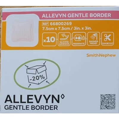 Image de ALLEVYN Gentle Border 7,5 cm x 10 pansements en mousse adhésive 66800269.