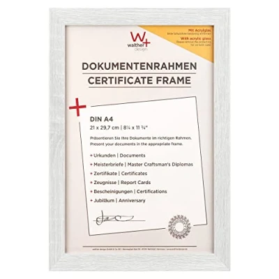 Image de walther design Fiorito EFX130W Cadre Photo en Bois avec Verre Synthétique et Passe Partout, 21 x 29,7 cm (Format A4), Blanc