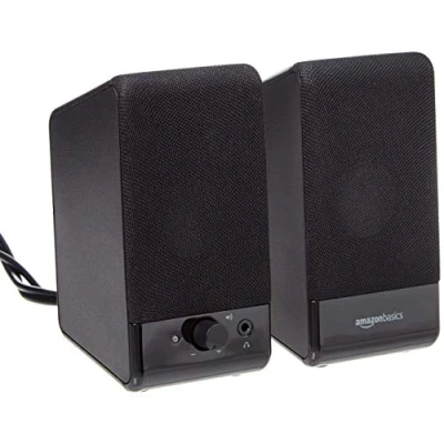 Image de Enceintes ordinateur Basics U213 Amazon pour ordinateurs de bureau ou portables , Alimentation USB, Noir