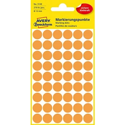 Image de Avery Zweckform 3147 repères 5 Blatt, 270 Etiketten orange vif