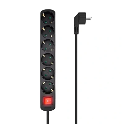 Image de Multiprise 6 Prises avec Interrupteur Aisens Noir (1,4 m)