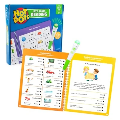 Image de Learning Resources À la découverte de Lecture pour Le CP avec Hot Dots, Livre Stylo interactif des résultats instantanés, Plus 100 activités, à partir 6 Ans, EI 2447, Multicolore, Medium