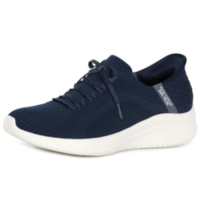 Image de Skechers Femme Ultra Flex 3.0 Brilliant Path Basket, Garniture en Tricot Bleu Marine Menthe, 35 EU