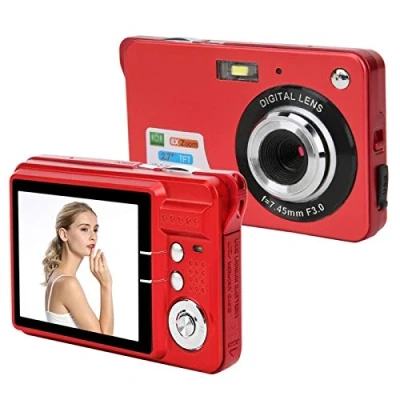 Image de Appareil Photo Numérique, de Poche Compact 18 MP 2,7 Pouces, Numérique Zoom 8X, Prise en Charge SD 32 Go, Microphone Intégré, Mise au Point Automatique(Rouge)