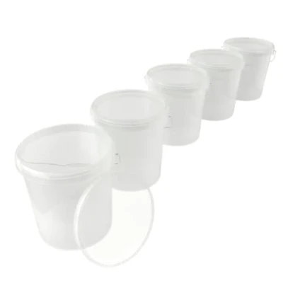 Image de Lot de 5 seaux vides avec Couvercle 16 l Transparent Convient à Un Usage Alimentaire Hermétique et Stable poignée pour Aliments, Chimie, Mur
