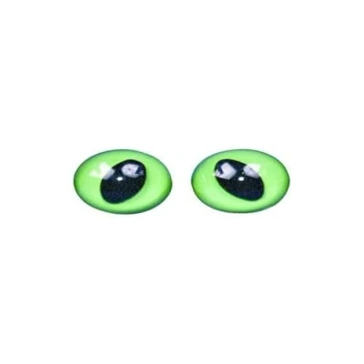 Image de Rayher Yeux de chat, vert, 1 lot, 6 pces, 3 paires, ø12mm, plastique, brillant, pupille noire verticale en ellipse, à coudre, arts créatifs, figurines 8902800