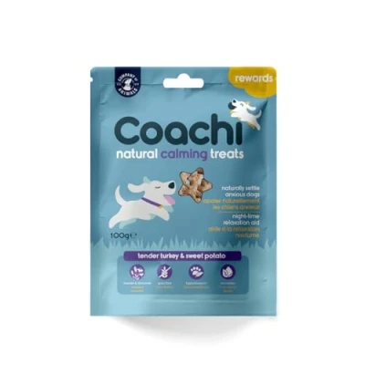 Image de Coachi Friandises Naturelles et Calmantes sans Céréales, Saines Hypoallergéniques. Soulage l’anxiété Calme Les Chiens. Convient à Chiens Chiots dès 8 semaines (Dinde, 100g)