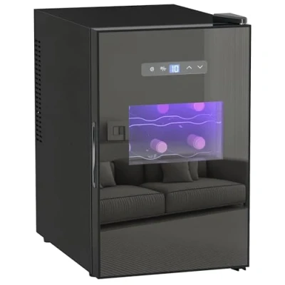 Image de HOMCOM Cave à vin 15 bouteilles 39L réfrigérateur thermoélectrique et silencieux porte en verre, éclairage LED, écran tactile numérique, frigo contrôle de température 8 18C, noir