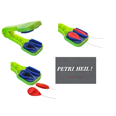 Image de Set : moule à pâte truite 2 en 1 forme de larve d&#039;abeille réaliste et goutte, appât, jaune, vert ou rouge + autocollant Petri Heil! (vert)