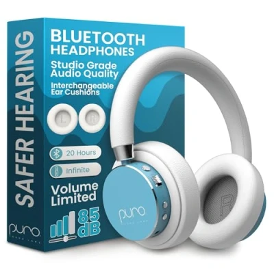 Image de Puro Sound Labs BT2200 Plus Casque Bluetooth pour Enfants à Limitation du Volume Sûr Qualité Audio de Niveau Studio et Isolation Bruit Vert d&#039;eau