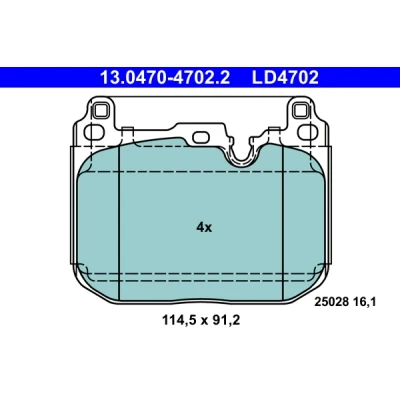Image de ATE 13.0470 4702.2 Jeu de plaquettes frein préparé pour indicateur d&#039;usure, contact signal d&#039;usure exclu MINI: 3/5 portes, Clubman, Countryman