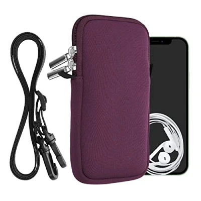 Image de kwmobile Housse de Protection Universelle pour Smartphone L 6,5&quot; Pochette téléphone Portable en néoprène avec Collier Ajustable Bordeaux foncé
