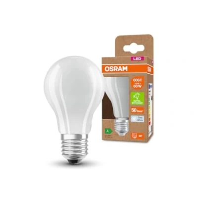 Image de OSRAM LED SUPERSTAR+ CLASSIC A GL FR 60 Lampe mit Sockel E27, klassische Kolbenform, weiß, 3,6W, 806lm, 4000K, kaltweißes Licht, bis zu 60% Energieeinsparung im Vergleich Standard Lampen