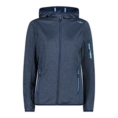 Image de CMP Veste Knit Tech pour femme avec capuche fixe, Briquet bleu, XXS